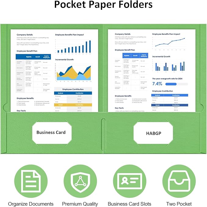 HABGP Two Pocket Folders, 100 Pack 2 Pocket Folders Fit Letter Size Paper, Pastel Paper File Folders with Pockets for School Office Home Business, Assorted 5 Colors