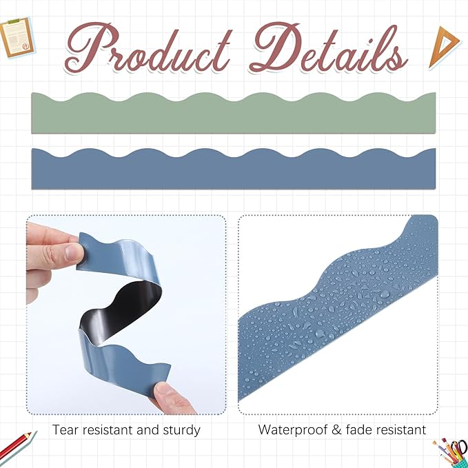 Qeeenar 24 Pcs Magnetic Borders for Classroom Bulletin Board Borders Magnetic Whiteboard Classroom Strips for Office Chalkboard Decoration(Morandi Color)