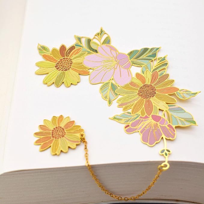 BLBMH Flowers Bookmark for Women, Mothers, Teachers - Unique Gifts, Cute & Funny Metal Book Marks for Girls & Moms - F4 Daisies