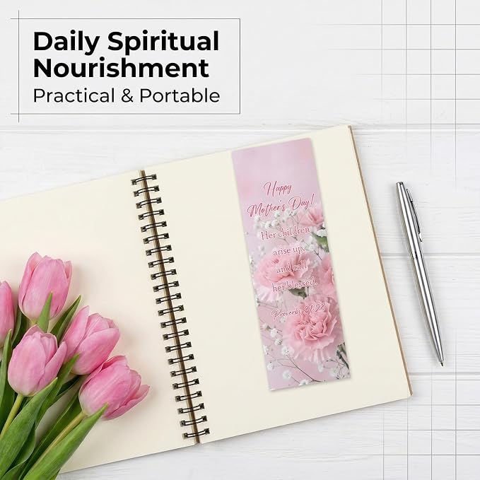 Mothers Day Bookmarks Gifts - 120 Pcs Christian Bible Verse Paper Bookmark Bulk for Church Women Mom Religious Scripture Flower Page Marks Inspirational Happy Mother Gift from Daughter Son