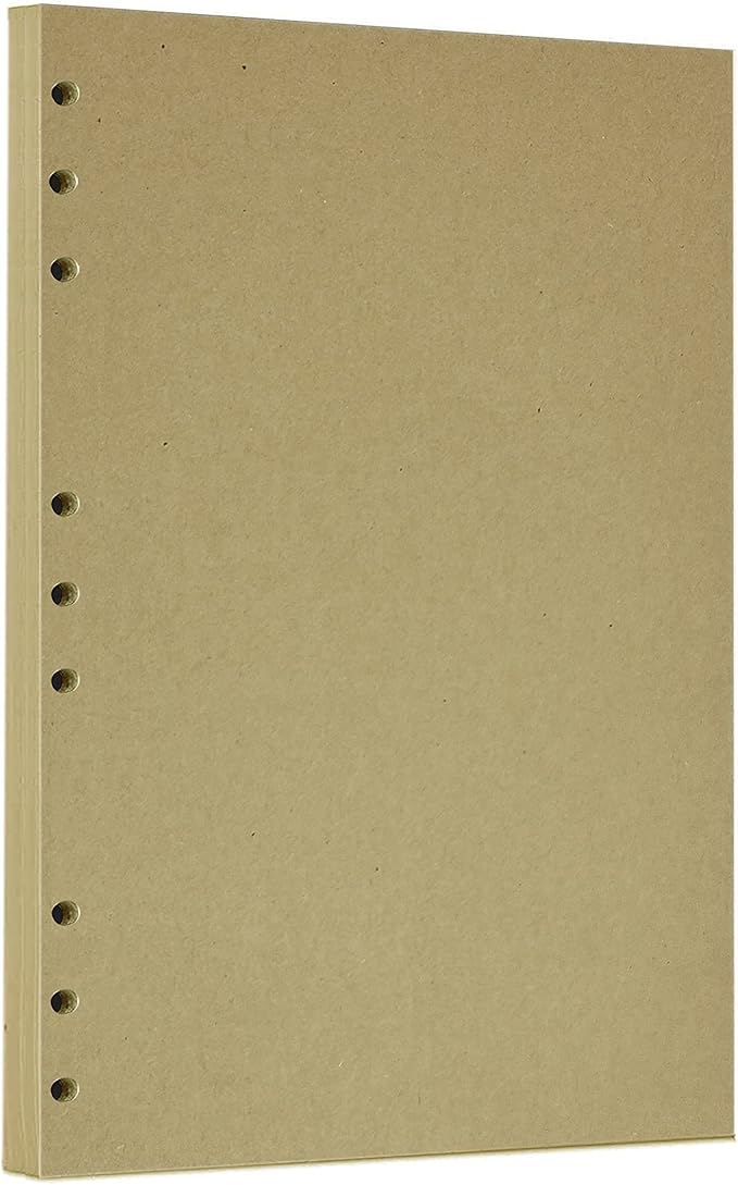 Zelten 1 Pack B5 45 Sheets/90 Pages Kraft Loose Leaf Punched Paper Refills Paper for 9 Hole Binder Personal Organizer Diary Notebook Refillable Planner