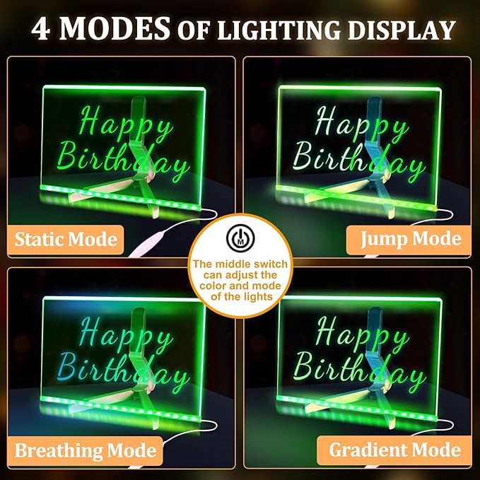 LED Note Board with 7 Colors Happy Birthday Gifts for Teens, 11.8"X7.9" Led Drawing Board for Kids Writing Board with Stand, Light Up Dry Erase Board with 7 Markers, Ideal Gift for Festival Decoration