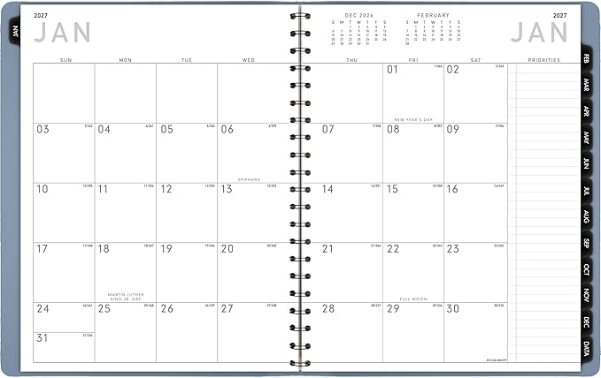 AT-A-GLANCE 2027 Planner, Weekly & Monthly, 8.25" x 11", Contemporary Lite, Slate Blue (70940X2027)