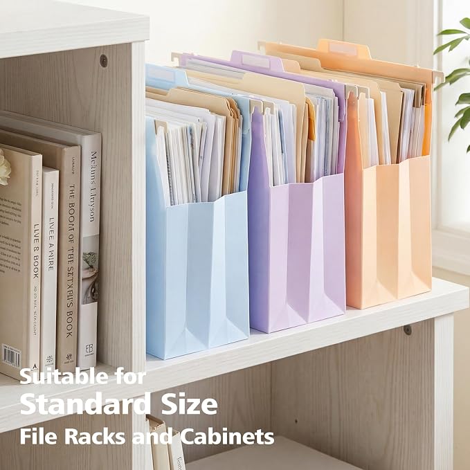 Plastic Extra Capacity Hanging File Folder Folders, 4" Expansion Hanging Organizer Designed for Bulky Files,Letter Size, Retractable Hooks,Movable Dividers, Insertable Tabs, 6 Pack