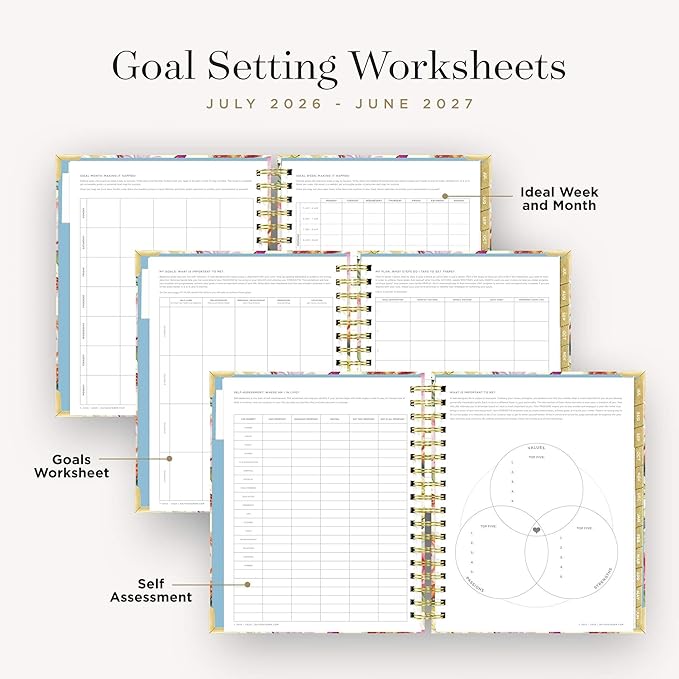 Day Designer 2026-2027 Daily Academic Year Planner Calendar, July 2026 - June 2027, 7.4" x 9.5", Glossy Laminated Cover, Wirebound, Laminated Tabs, Storage Pocket, Includes Stickers & Snap-In Ruler, Oh So Lovely