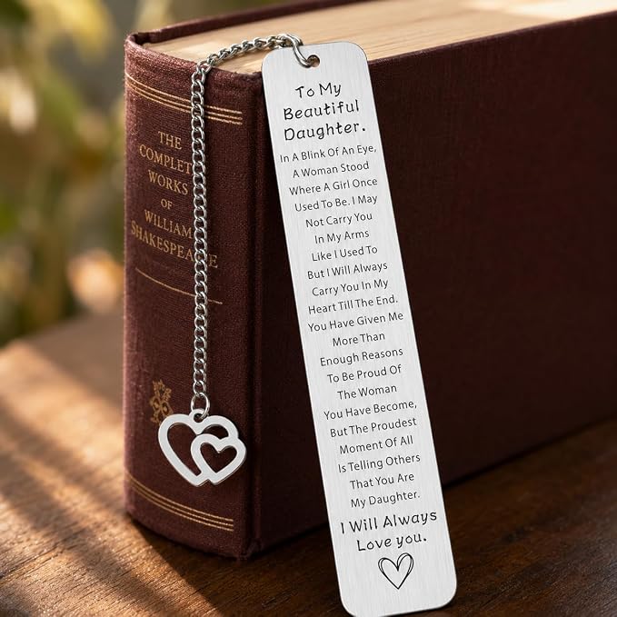 Inspirational Daughter Bookmark Graduation Gifts, to My Daughter 16th 18th 21st Birthday Gift for Daughters from Mom Dad, Book Accessory for Book Lovers, Girls Dorm Room Essentials Back to School