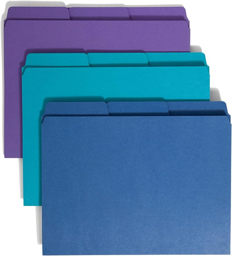 Smead SuperTab Organizer Folder, 1/3-Cut Oversized Tab, 2 Dividers, Letter Size, Assorted Colors, Includes 4 Packs with 3 Folders per Pack, 12 Total Folders (11989)