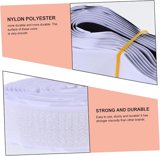 4set Heavy Duty Hook and Loop Strips Double-Sided Adhesive Tape for Home Office DIY Projects Strong Self-Adhesive Black White Durable Mounting