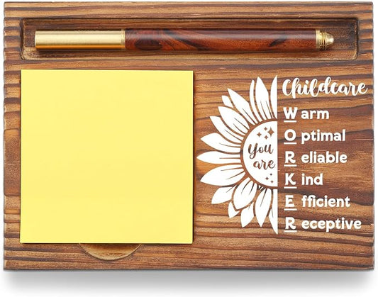 Childcare Worker Sticky Note Holder, Thank You Appreciation Gifts for Childcare Workers, Daycare Office Employee Recognition Desk Organizer TZP116