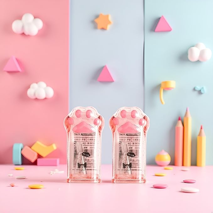 2Pcs Pink Cute Cat Paw Pencil Sharpener Kawaii School Supplies Student Prize Kids Gift Pencil Sharpener Cat Schools Supplies for Girls Cat Lovers Office School Home Writing and Correction Supplies