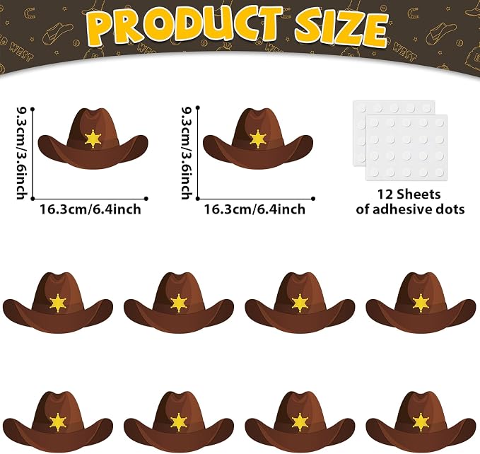 gisgfim 80Pcs Western Cutouts Wild West Cowboy Cowgirl Hat Decorations Bulletin Board Rodeo Party Paper Cut-Outs Classroom Decor for DIY Craft Photo Wall Back to School Kindergarten Party Favor Supply