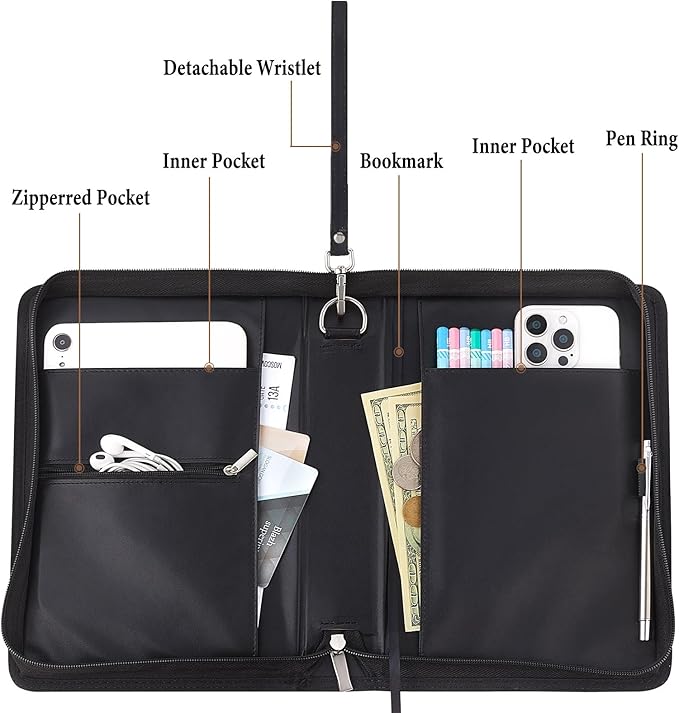 Bible Cover Case for Women and Men, PU Leather Bible Bag Bible Study Supplies Accessories with Detachable Wrist Strap