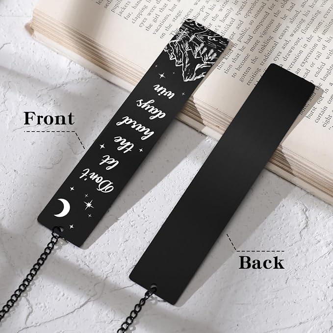 Acotar Metal Bookmark Gifts - Fantasy Book Mark for Reading Women Black Charm Moon Mountains Page Markers for Kids Book Lovers Bookish Readers Students Teachers School Birthday Accessories