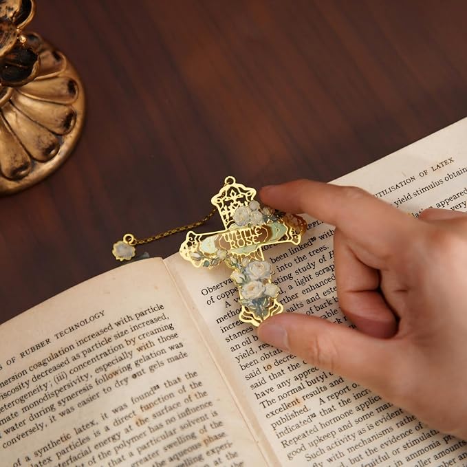 4PCS Cross Metal Bookmarks, Vintage Van Gogh Bookmark, Christian Gift, Book Lover Gifts for Teacher Writers Readers Adults