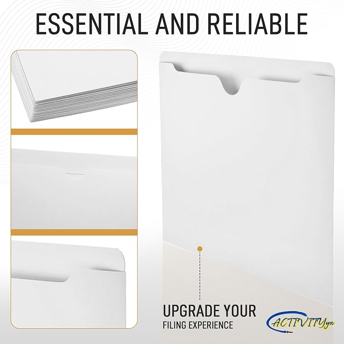 White File Jackets, Flat-No Expansion, Letter Size, Reinforced Straight-Cut Tab, 10 Pack (White)