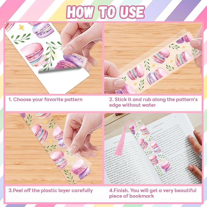Peacoblue 30pcs UV DTF Bookmarks Transfer Stickers Wraps Dessert for Women Men Reading, Waterproof Bookmarkers Decal(No Blank Bookmarks) for Acrylic Plastic Metal Blank Bookmark