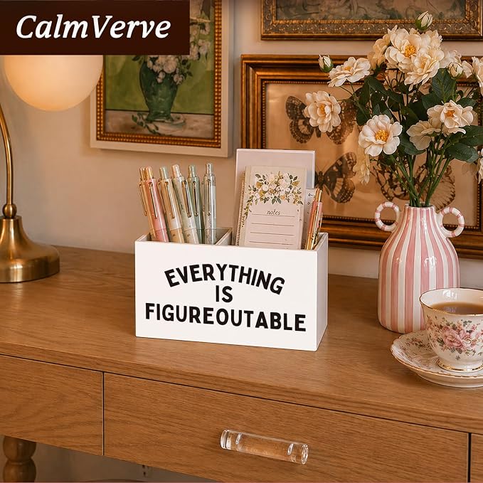 Inspirational Gifts for Women Men Inspirational Pen Pencil Holder for Desk,Motivational Wooden Box Sign Decorations for Home Office Workplace Desk Tabletop