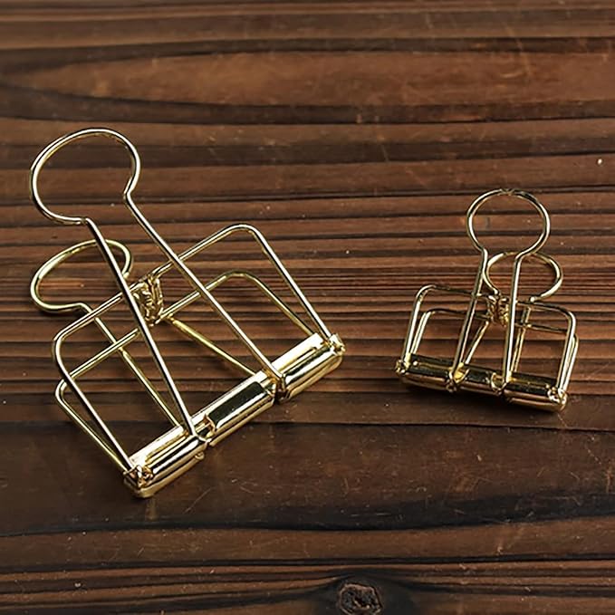 4Pcs 51mm Gold Hollow Out Long Tail Wire Binder Clips Paper Binder Clip Large, Small in Size and Light in Weight, Office Products Tape, Adhesives and Fasteners, Binder and Paper Clips