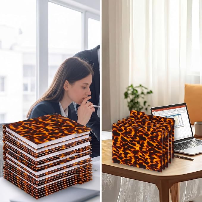 Qeeenar 12 Pcs Tortoiseshell Pattern File Folders 1/3-cut Organizer Thick File Folders, Letter Size (11.8 x 9.4inch), 4 Left/4 Middle/4 Right Tabs for Office & School Organization