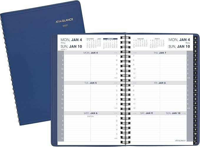 AT-A-GLANCE 2027 Appointment Book Planner, Weekly, 5" x 8", Hourly, Blue (701082027)