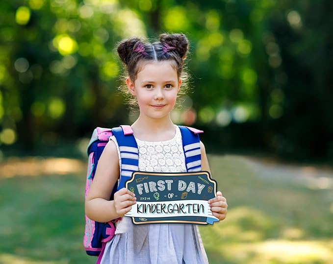 JUESMOS First & Last Day of School Sign Double Sided First Day of Kindergarte Chalkboard Style Photo Prop Signs Back to School Gifts for Kids Girls Boys Reusable First Day of Kindergarten Photo Props