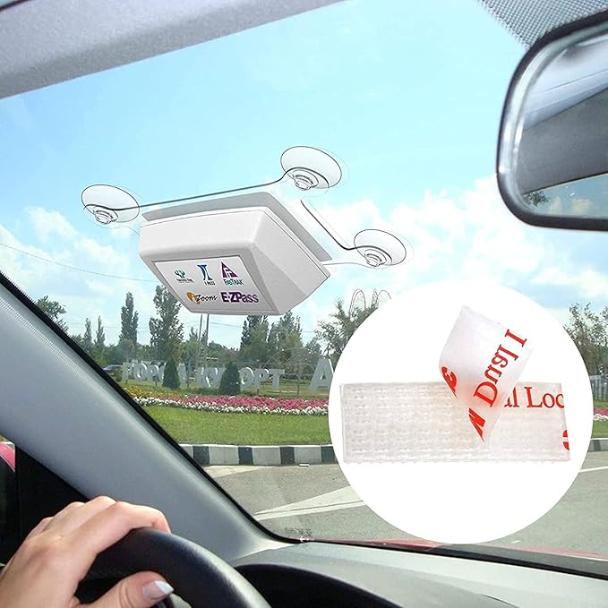 EZ Pass/I-Pass/Toll Tag Tape Mounting Kit, 8pcs Reclosable Fastener, Glue Adhesive Dual Lock Tape Ezpass Tag Holder, with Alcohol Prep Pad, Easy Peel & Stick, High Performance Adhesive
