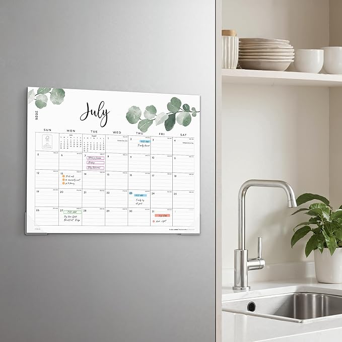 Cabbrix Magnetic Calendar for Refrigerator 2026, Monthly Fridge Calendar Magnet Covering July 2026 to December 2027, 15 x 12 inch, Aesthetic Greenery Design, Easy Organizing