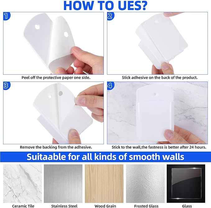 Leinuosen 6 Pcs Remote Control Holder Wall Mount Self Adhesive TV Controller Holder White TV Remote Organizer Wall Pen Organizer for Home Office School Storage Accessories