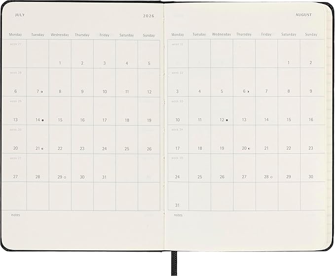 Moleskine Classic 18 Month 2025-2026 Weekly Horizontal Planner, Hard Cover, Pocket (3.5" x 5.5"), Black, 208 pages