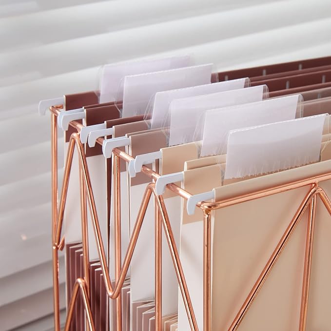 Y YOMA Letter Size - 24 Pack Extra Capacity Hanging File Folders Accordion Decorative File Folder Cute Colored Hanging Folder Organizer for Office Home with 1/5-Cut Adjustable Tabs, Mocha Color