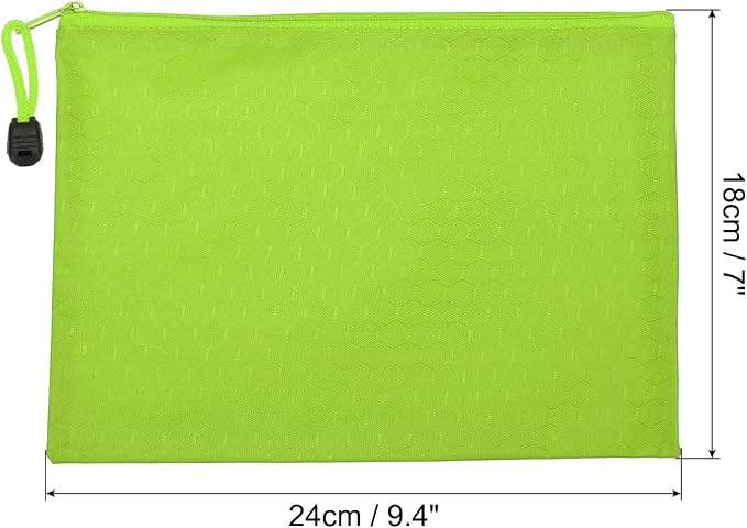 PATIKIL Waterproof Zipper File Bags, 3 Pack A5 Document Holders Pencil Pouch for Office, Green