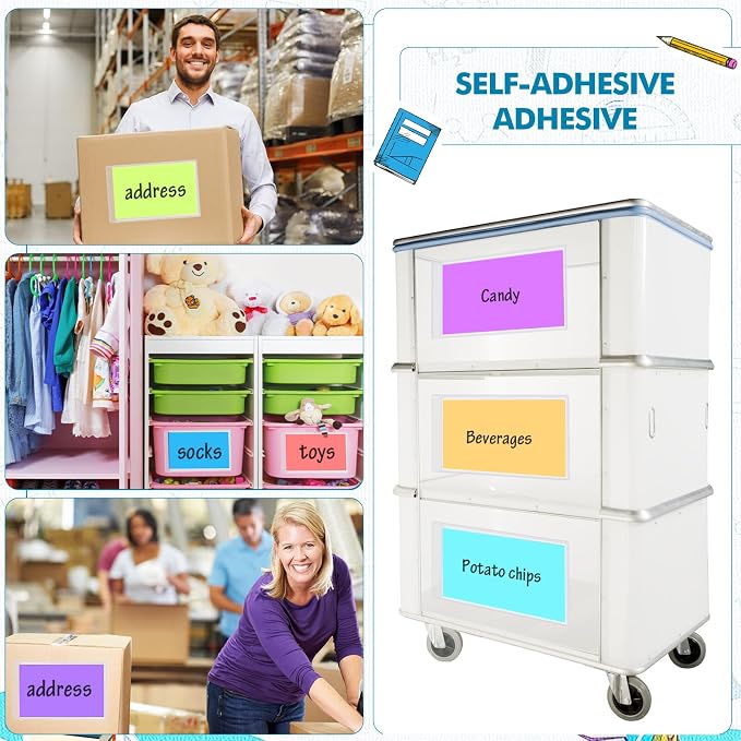 Outus 60 Pcs Self Adhesive Shop Ticket Holders Clear Plastic Sleeves Adhesive Pockets Work Order Job Ticket Holders for Back to School Student Label Home Office Posting Signs (9 x 12 Inch)