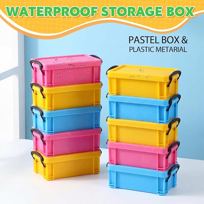 Briwooody 30 Pcs Color Plastic Crayon Box with Lid Color Clear Crayon Organizer Stackable Storage Container Bulk Pastel Holder Case for Office School Classroom Supplies Pen Pencil Art(3 Colors)