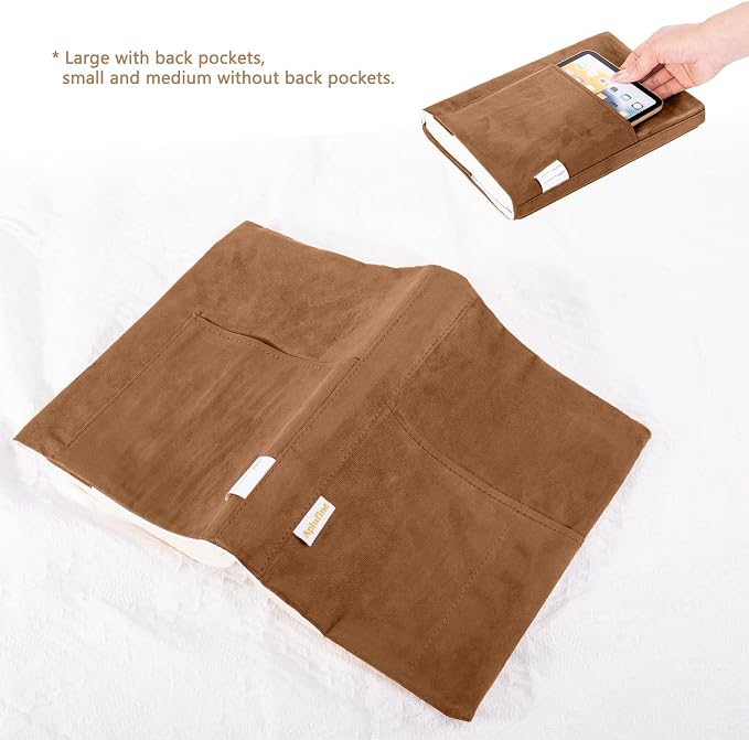 APLUFINE Velvet Book Cover for Paperbacks, Reusable Fabric Book Cover with Pockets, Adjustable Book Protector for Softcover Books, Journals & Bibles