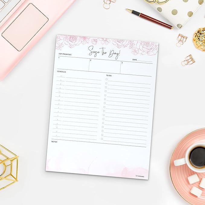 To-Do List + Daily Planner Notepad 8.5x11 - Undated Work Planner with Checklist