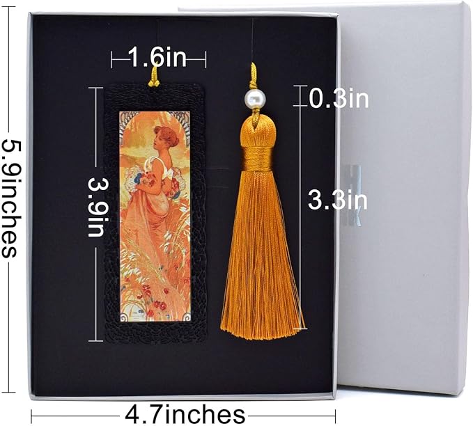 BLBMH Metal Bookmarks for Women Alphonse Mucha Birthday Christmas Gifts Unique Mother's Day Teacher Appreciation Gifts for Book Lovers Friends Readers - Summer