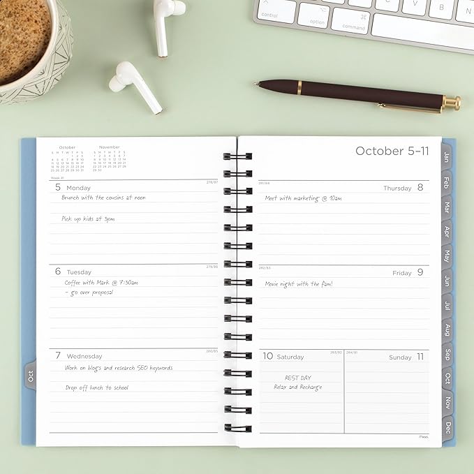 Mead 2027 Planner, Weekly & Monthly, 15-Month Oct-Dec, 5.5" x 8.5", Composure Blue (1806-200-27)
