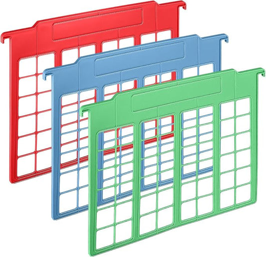 Watersay 3 Pack File and Folder Dividers 11 x 6 Inches Hanging Filing Cabinet Dividers Plastic Folder Organizer Insertable File Separators Office Filing Supplies for Organization (Primary Color)