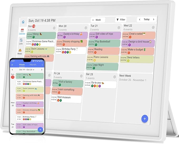 Digital Calendar Wall Planner 10.1 inch Touch Screen Smart Electronic Planner with Third-Party Calendar Sync, Chore Tracker, Meal Plan Family Digital Picture Frame Photo frame wall calendar 2026 Gift for Mom Women