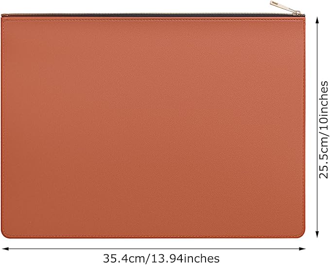 Enyuwlcm PU Leather A4 File Folder Zipper Document Holder Envelope Folder Case for Receipt Contract (1, Brown)