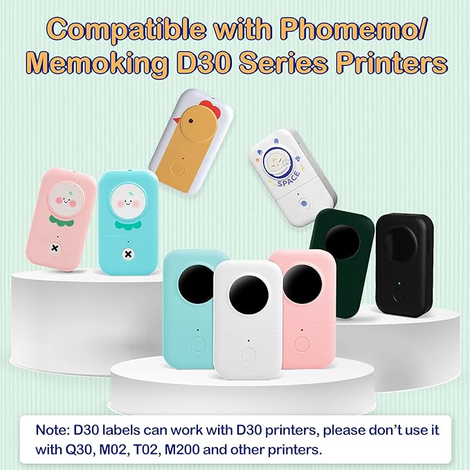 D30 Transparent Thermal Label Tape 14mm x 40mm (0.55" x 1.57") - Compatible with Phomemo/Memoking D30 Printer - Adhesive Clear Label Paper for Cosmetics, Storage, Stationery