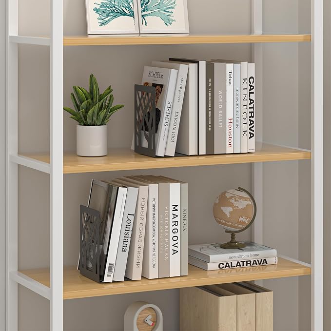 Bookends 4 Pieces, Tree Design Modern Metal Bookends for Shelves, Black Tree Book Ends Decorative Book Organizer for Desk, Decorative Shelve Book Stopper for Home Office