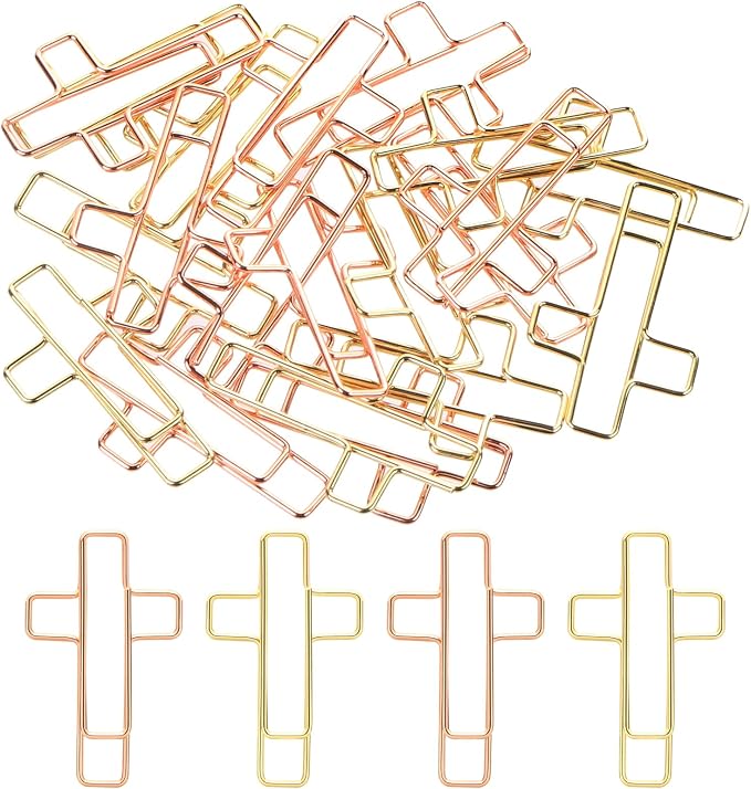 MIDELONG Cross Paper Clips - Gold & Rose Gold, Bible & Journaling Clips, 20 Pcs