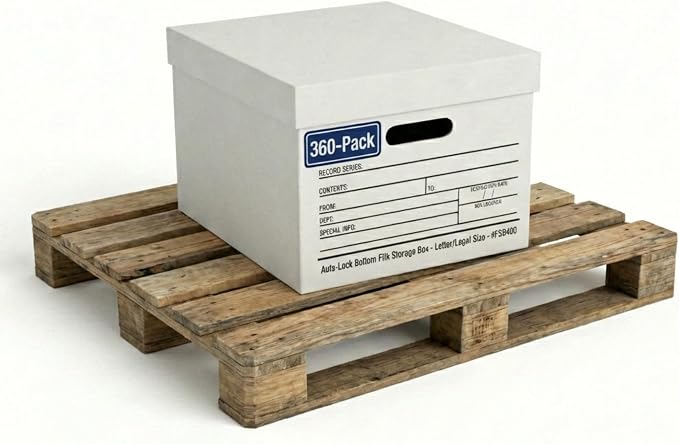 BOX USA Boxes with Lids and Handles (360-Pack) - File Storage Boxes for Office Supplies, Book Storage, Moving, and Packaging, Fits Letter and Legal Paper, Removable Lid
