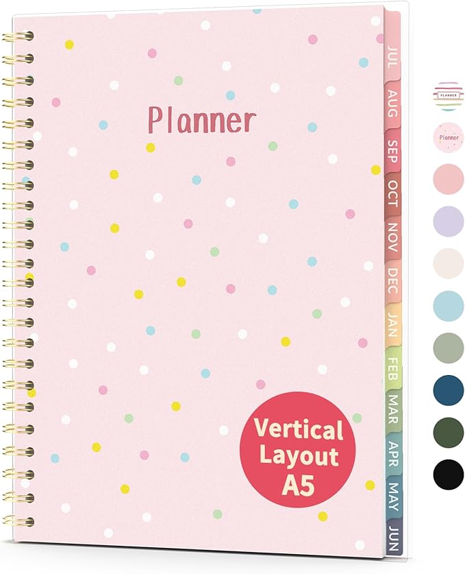 Teacher Planner 2026-2027, Forvencer Academic Planner 2026-2027, Jul 2026 - Jun 2027, 6.3" x 8.5", Weekly & Monthly Planning Book with 7 Periods, Agenda for Teacher Student, A5, Polka Dot Style
