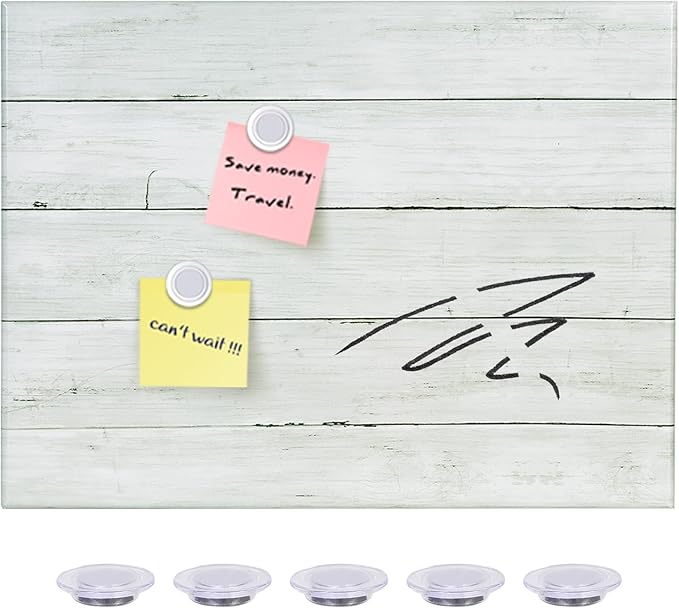 Wooden Planks Print Magnetic Surface Dry Erase Board, 12 x 16 inches Decorative White Board for Wall with Design, Frameless Dry Erase Board for Wall（Plank,4030,1pc）