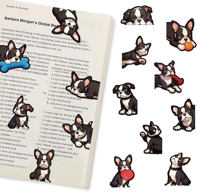 Magnetic Bookmarks 15Pcs Boston Terrier Dog Bookmark, Cute Animals Bookmark for Dog Lovers and Pet Owners, Book Lovers Gifts, Funny Dog Book Marks for Reading Lovers, Women,Kids