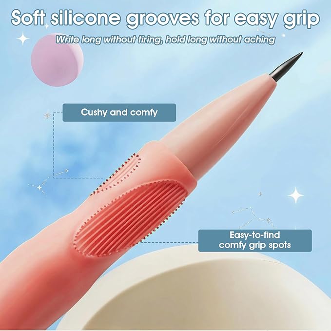 Mechanical Pencils Thick Pencils with Comfort Ergonomic Grip, Aesthetic Supplies Set with 2 Erasers, 4 Leads Refills, 4 Pcs 2.0MM Pencil for Writing Drawing