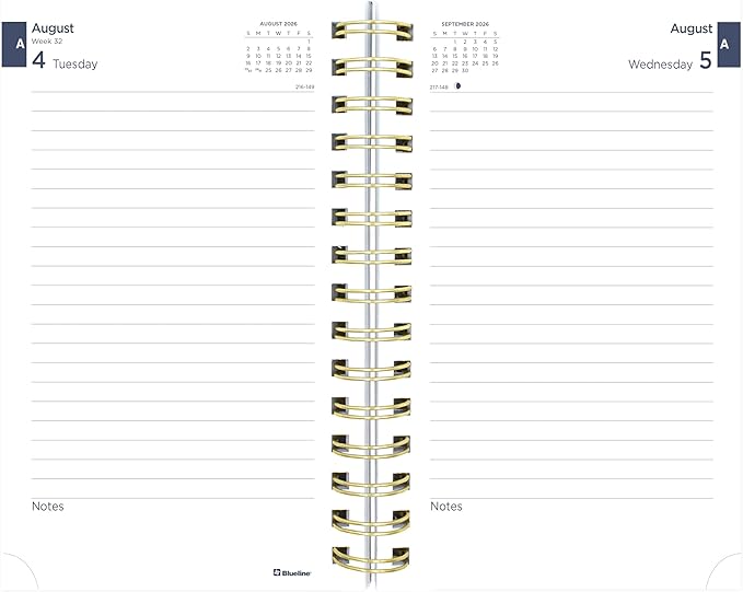 Blueline® Essential Academic Daily/Monthly Planner, August 2026 to July 2027, Twin-Wire Binding, Poly Cover, 8" x 5", Blossom Design, Yellow (CA214PG.01)
