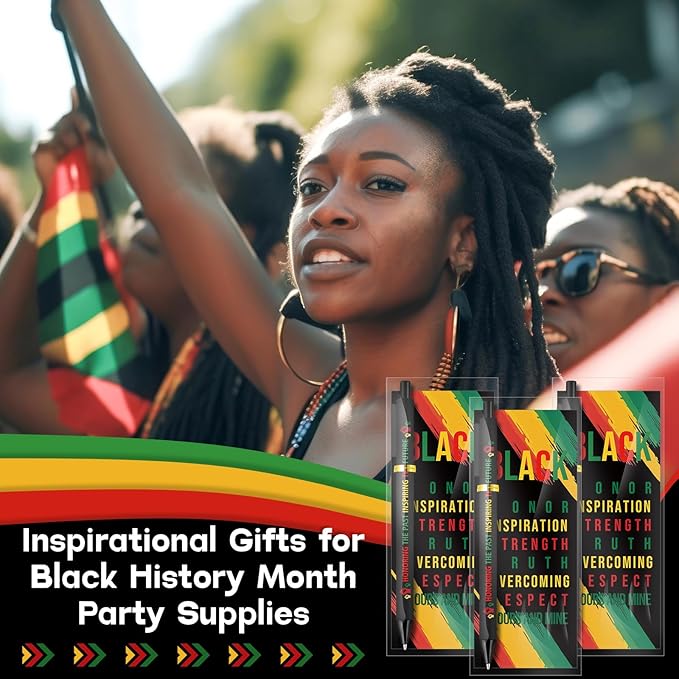 Sayglossy 200 Sets Juneteenth Gifts Inspirational Ballpoint Pens and Bookmarks Bulk Black History Party Favors Decorations for African American Freedom Day